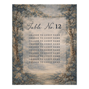 Blaue Toile-Hochzeitstisch-Sitzordnung Poster