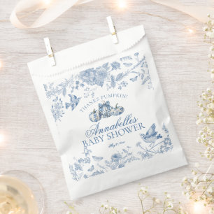 Blaue Toile-Kürbis-französische Herbst-Baby-Party- Geschenktütchen