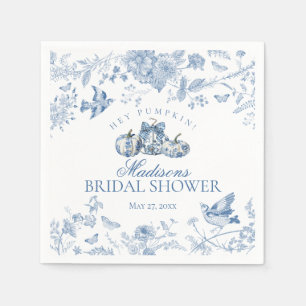Blaue Toile Kürbis Französische Herbst Florale Hoc Serviette