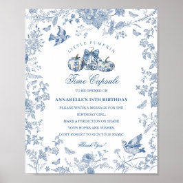 Blaue Toile-Kürbis-französische Herbst-Zeitkapsel Poster