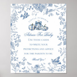 Blaue Toile-Kürbis-französische Herbstberatung für Poster