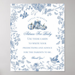 Blaue Toile-Kürbis-französische Herbstberatung für Poster