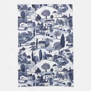 Blaue Toile-Landschaftsszene Geschirrtuch