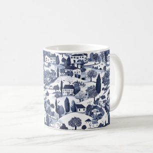 Blaue Toile-Landschaftsszene Kaffeetasse