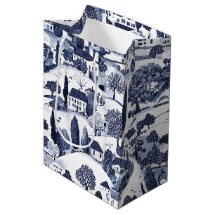 Blaue Toile-Landschaftsszene Mittlere Geschenktüte