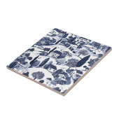 Blaue Toile-Landszene Fliese (Seite)