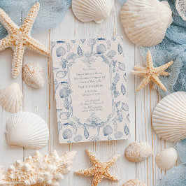 Blaue Toile-Ozean-Baby-Shower-Einladung Einladung