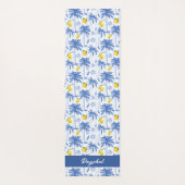 Blaue Toile-Palmen-Limonen-Monogramm-Name Yogamatte (Rückseite)