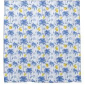 Blaue Toile-Palmen-Limonen-Muster Duschvorhang (Vorderseite)