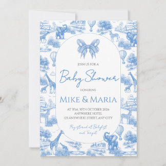 Blaue Toile Safari-Baby-Shower-Einladung Einladung