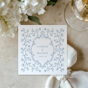 Blaue Toile-Wappen-Hochzeitsservietten Serviette