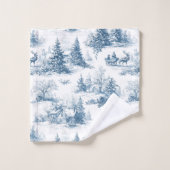 Blaue Toile-Weihnachtsmuster Badhandtuch Set (Waschlappen)