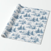 Blaue Toile-Weihnachtsmuster  Geschenkpapier (Ungerollt)
