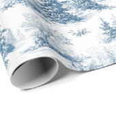 Blaue Toile-Weihnachtsmuster  Geschenkpapier (Rolleneckpunkt)