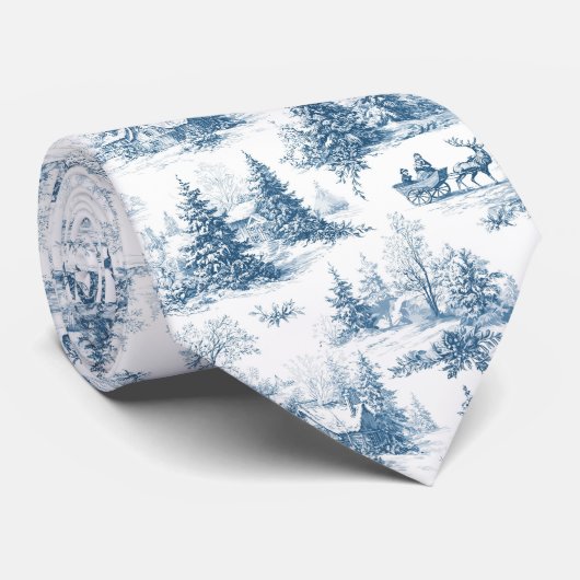 Blaue Toile-Weihnachtsmuster Krawatte (Gerollt)