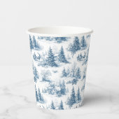 Blaue Toile-Weihnachtsmuster Pappbecher (Rückseite)