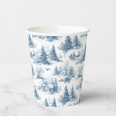 Blaue Toile-Weihnachtsmuster Pappbecher (Links)