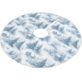 Blaue Toile-Weihnachtsmuster Polyester Weihnachtsbaumdecke (Schrägansicht)