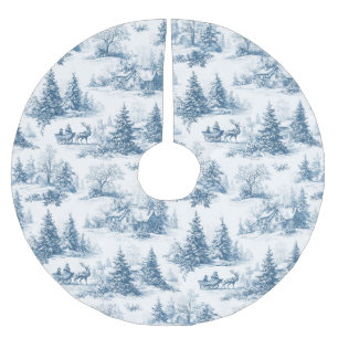 Blaue Toile-Weihnachtsmuster  Polyester Weihnachtsbaumdecke