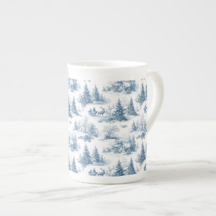 Blaue Toile-Weihnachtsmuster  Porzellantasse