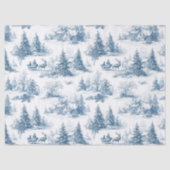 Blaue Toile-Weihnachtsmuster Seidenpapier (Vorderseite)