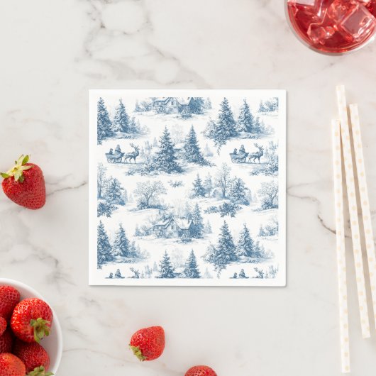 Blaue Toile-Weihnachtsmuster Serviette (Beispiel)