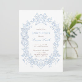 Blaue Toilette Coquette-Schleife Vintage-Blumen-Ba Einladung