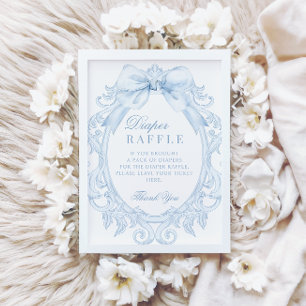 Blaue Toiletten-Bow-Baby-Junge-Shower-Windel-Raffl Einladung