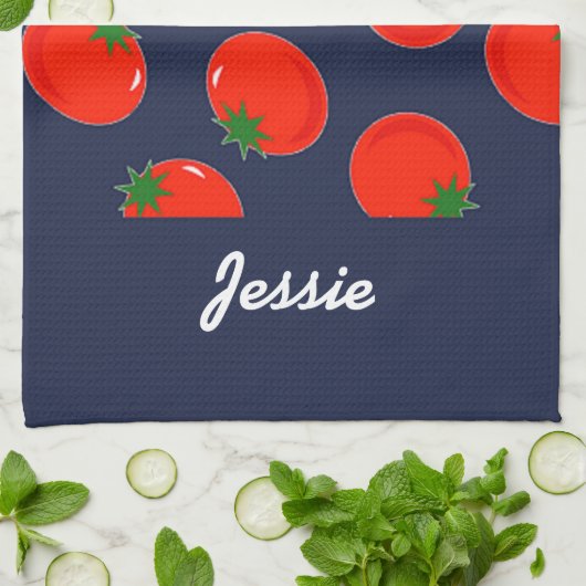 Blaue Tomaten Geschirrtuch (Gefaltet)