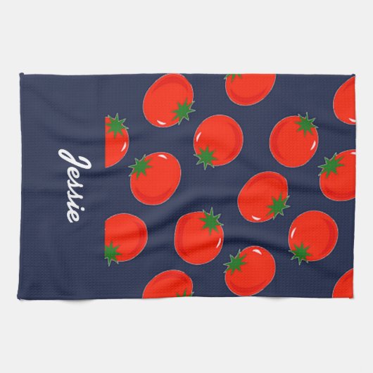 Blaue Tomaten Geschirrtuch (Horizontal)