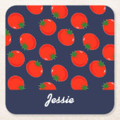 Blaue Tomaten Rechteckiger Pappuntersetzer (Vorderseite)