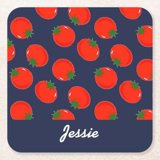 Blaue Tomaten Rechteckiger Pappuntersetzer (Vorderseite)