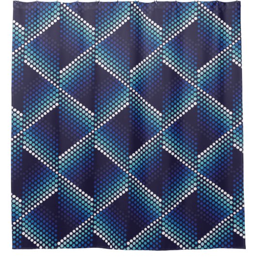 Blaue Töne Geometrisches Muster Duschvorhang (Vorderseite)