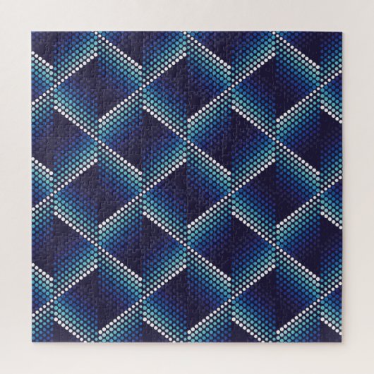 Blaue Töne Geometrisches Muster Puzzle (Vertikal)