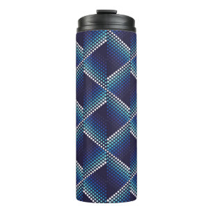 Blaue Töne Geometrisches Muster Thermosbecher