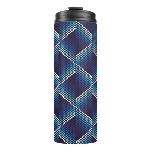Blaue Töne Geometrisches Muster Thermosbecher (Vorderseite)