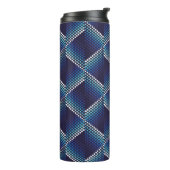 Blaue Töne Geometrisches Muster Thermosbecher (Nach links gedreht)
