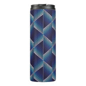 Blaue Töne Geometrisches Muster Thermosbecher (Rückseite)