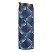 Blaue Töne Geometrisches Muster Thermosbecher (Nach rechts gedreht)