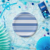 Blaue Tone und Creme Streifen Pappteller (Party)
