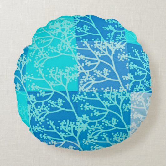 Blaue Tonfolien Rundes Kissen (Vorderseite)