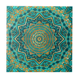 Blaue Topaz-Mandala Fliese