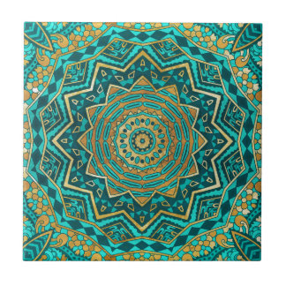 Blaue Topaz-Mandala Fliese