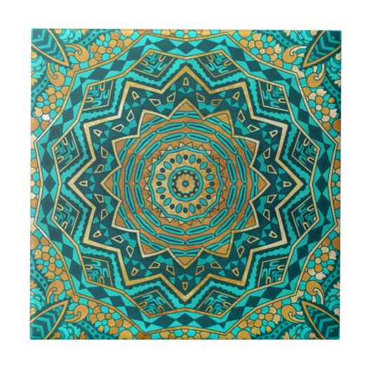 Blaue Topaz-Mandala Fliese (Vorderseite)