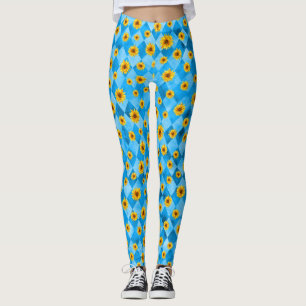 Blaue Totenköpfe und Sonnenblumen-Serie Design 8 Leggings