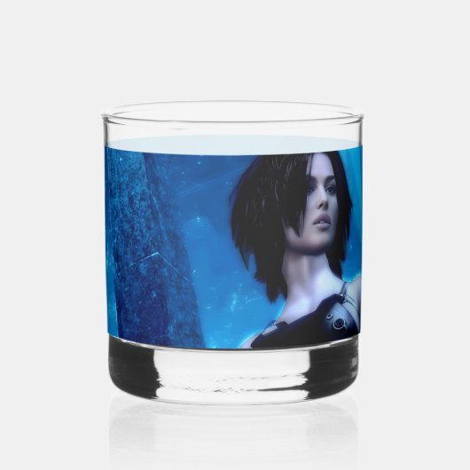 Blaue Toxinglasur Whiskyglas (Vorderseite)