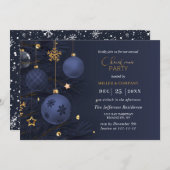 Blaue Traditionelle Weihnachtsfeier Einladung (Vorne/Hinten)