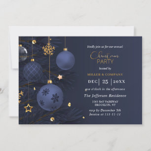 Blaue Traditionelle Weihnachtsfeier Einladung