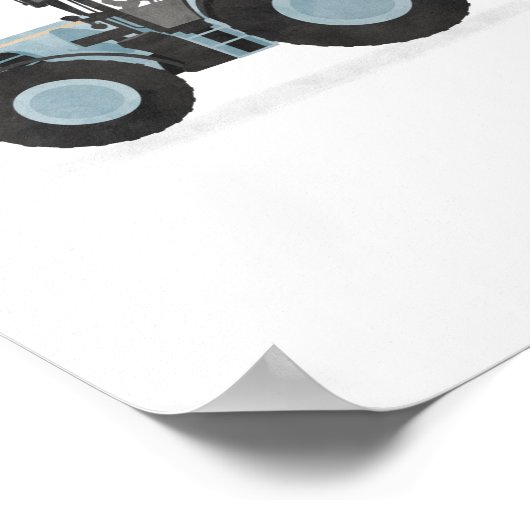 Blaue Traktor-Kinder-Zimmerdekor Poster (Ecke)