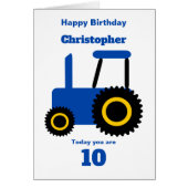 Blaue Traktorkonstruktion Personalisiert Geburtsta (Vorne)